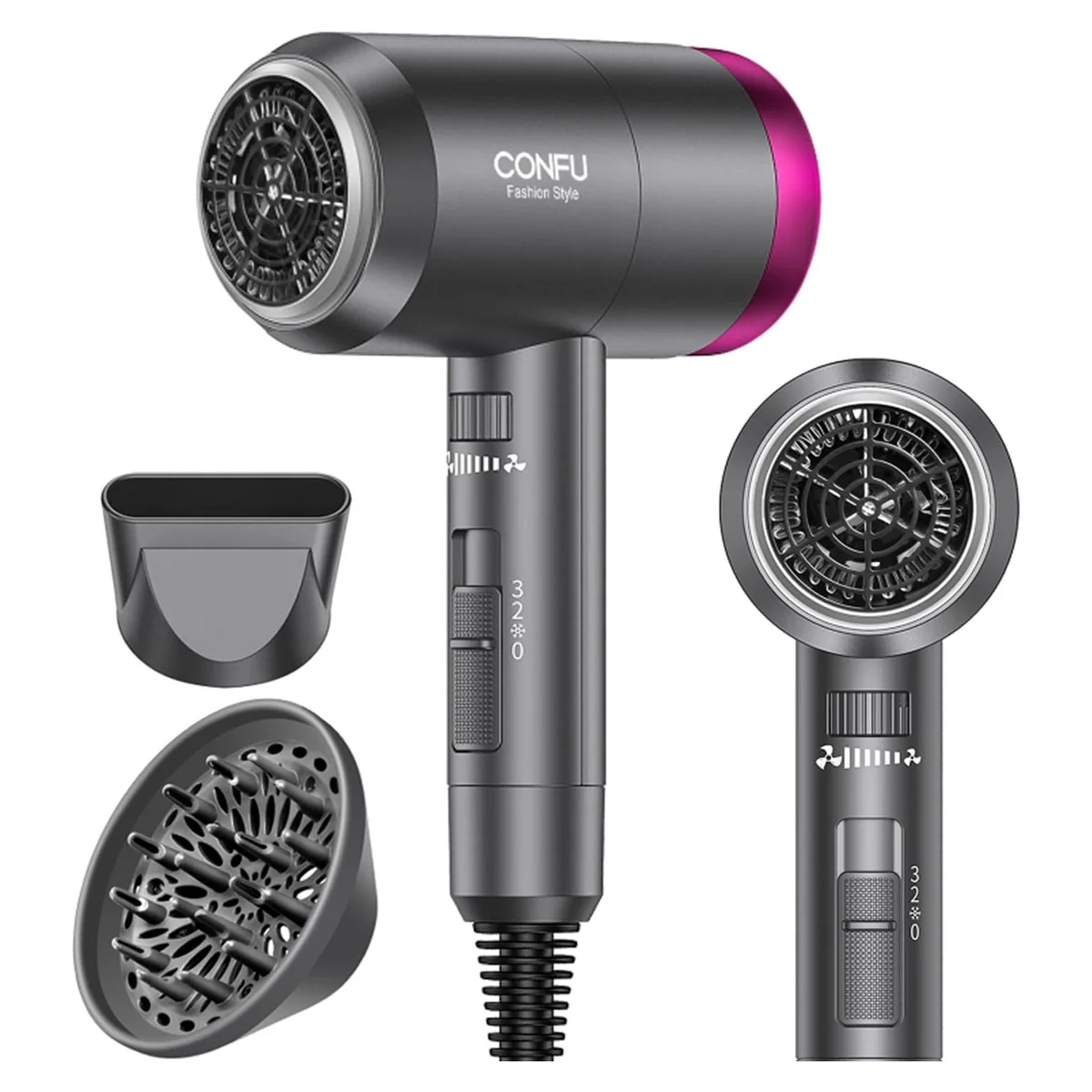 Diffuser Vs Ac CONFU 1600W Ionic Hair Dryer with Diffuser, 8 Colors