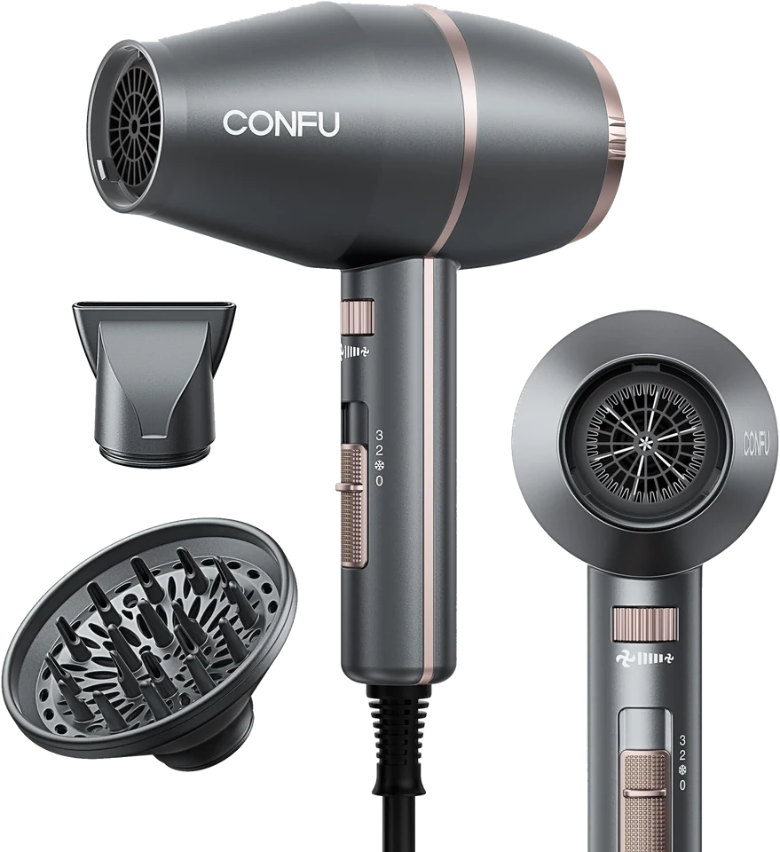 1875W Ionic Hair Dryer with its concentrator, diffuser